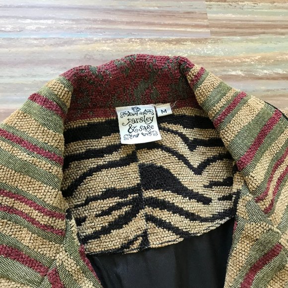 Parsley & Sage Textured Chenille Patchwork Tapestry Blazer Jacket - Picture 6 of 9